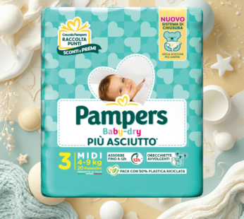 PAMPERS PANNOLINI BABY DRY 4-9KG MIDI TG.3