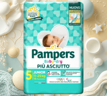 PAMPERS PANNOLINI BABY DRY 11-25KG JUNIOR TG.5
