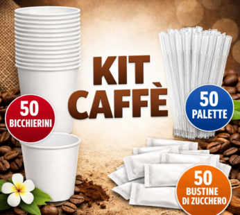 KIT CAFFE 50PZ BICCHIERI80CC+STECCHETTE+ZUCCHERO