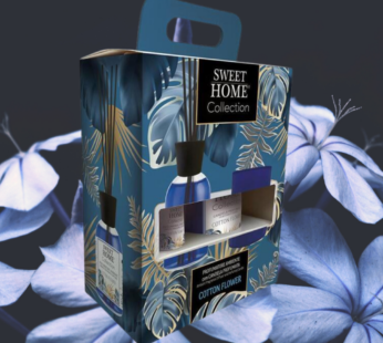 SWEET HOME CONF.PROFUMATORE BACCHETTE 100ML + CANDELA COTTON FLOWERS