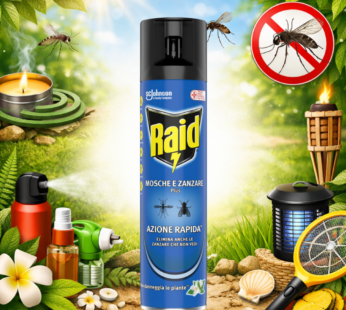 RAID INSETTICIDA SPRAY MOSCHE & ZANZARE PLUS AZIONE RAPIDA 400 ML